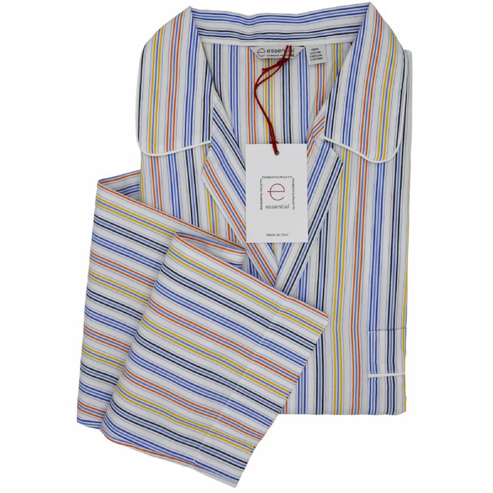 Roberto Ricetti PIGIAMA ESSENTIAL LUNGO - RIGHE MULTICOLORE