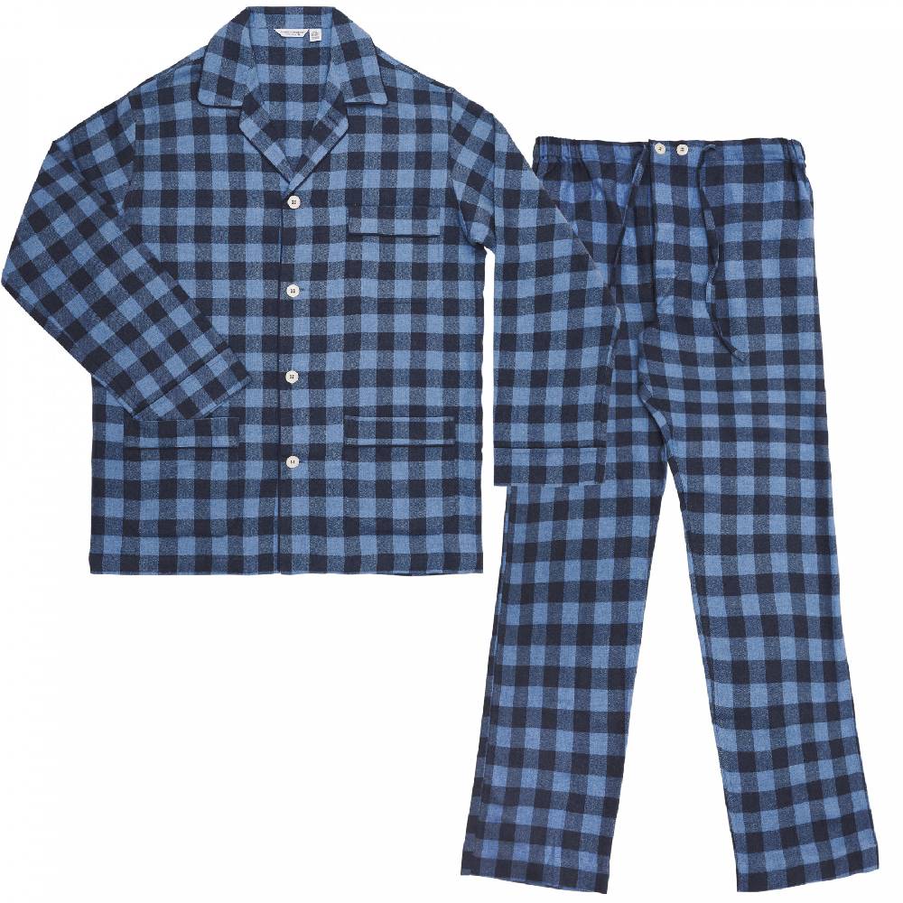 Roberto Ricetti PIGIAMA VENEZIA - CALDO COTONE QUADRI BLU