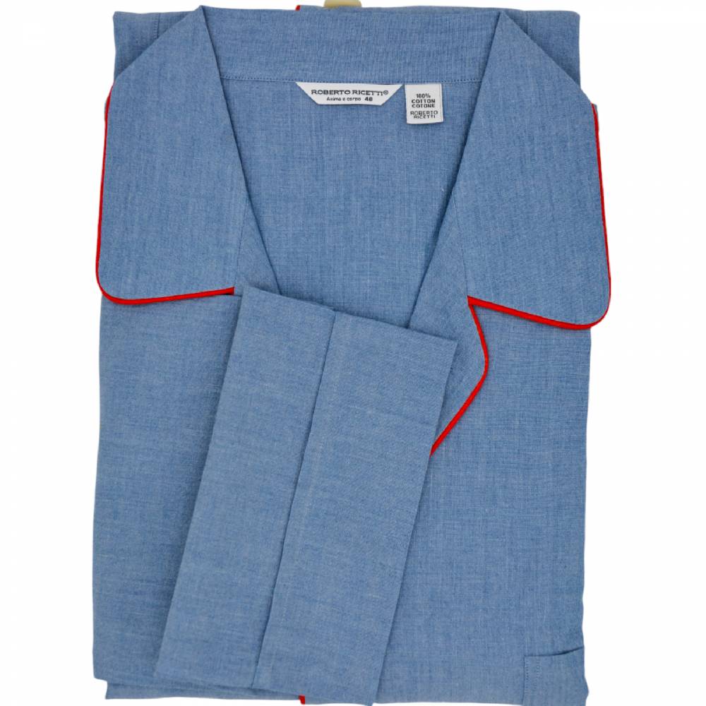 Roberto Ricetti PIGIAMA VENEZIA - CHAMBRAY PROFILO ROSSO