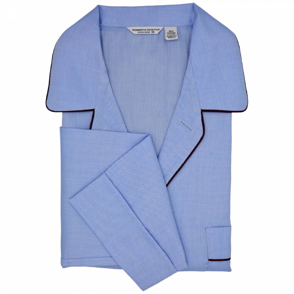Roberto Ricetti PIGIAMA VENEZIA - CHEVRON AZZURRO - PROFILO MELANZANA