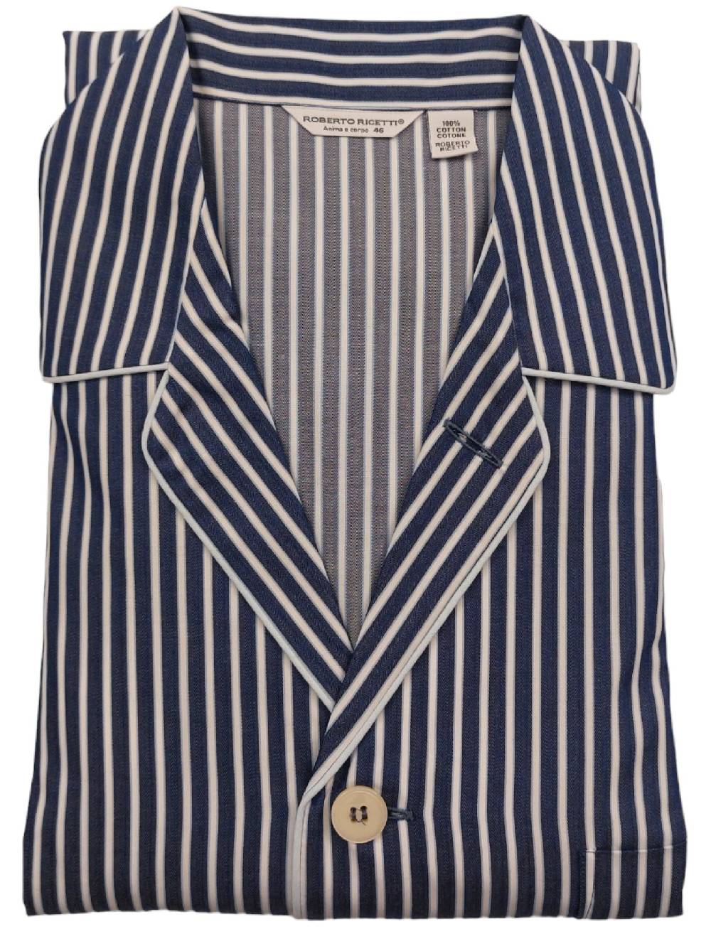 Roberto Ricetti PIGIAMA VENEZIA - FONDO BLU RIGA BIANCA