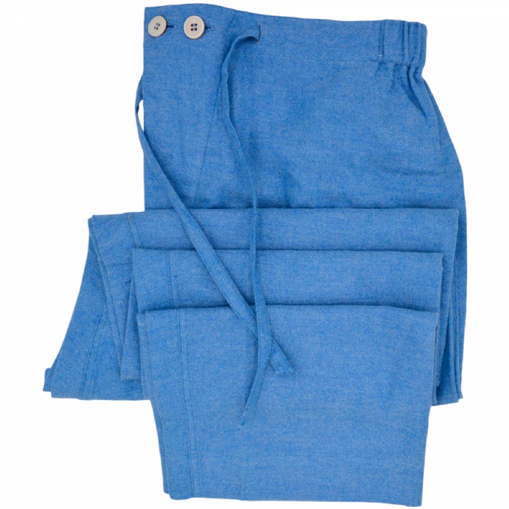 Roberto Ricetti PIGIAMA VENEZIA LUNGO - CALDO COTONE AZZURRO PROFILO GIALLO