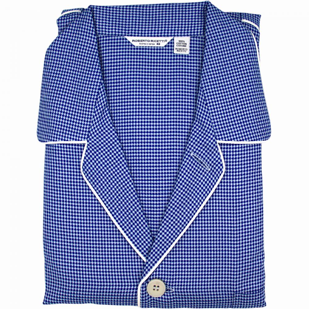 Roberto Ricetti PIGIAMA VENEZIA LUNGO - PIED DE POULE AZZURRO BLU