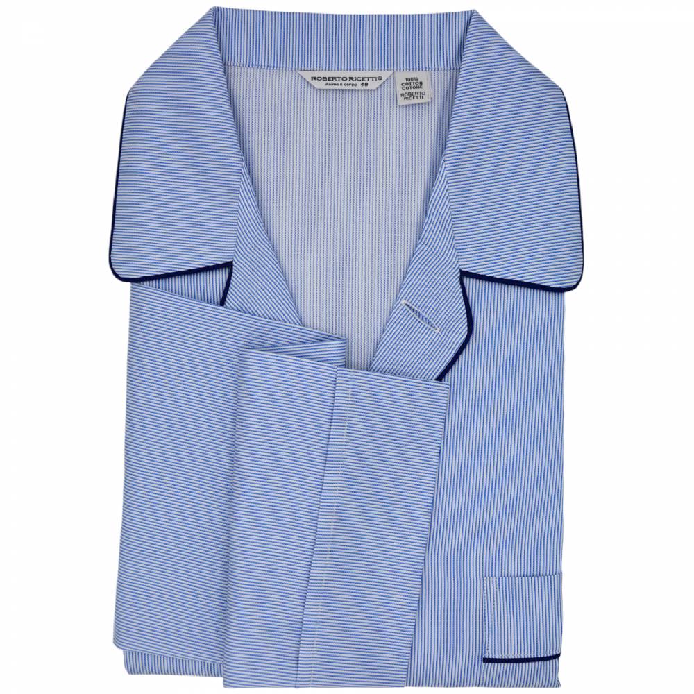 Roberto Ricetti PIGIAMA VENEZIA LUNGO - RIGA AZZURRA E BIANCA