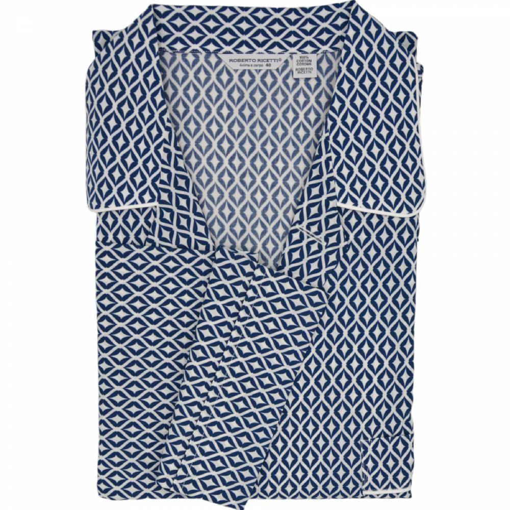 Roberto Ricetti PIGIAMA AME LUNGO - ROMBI BLU
