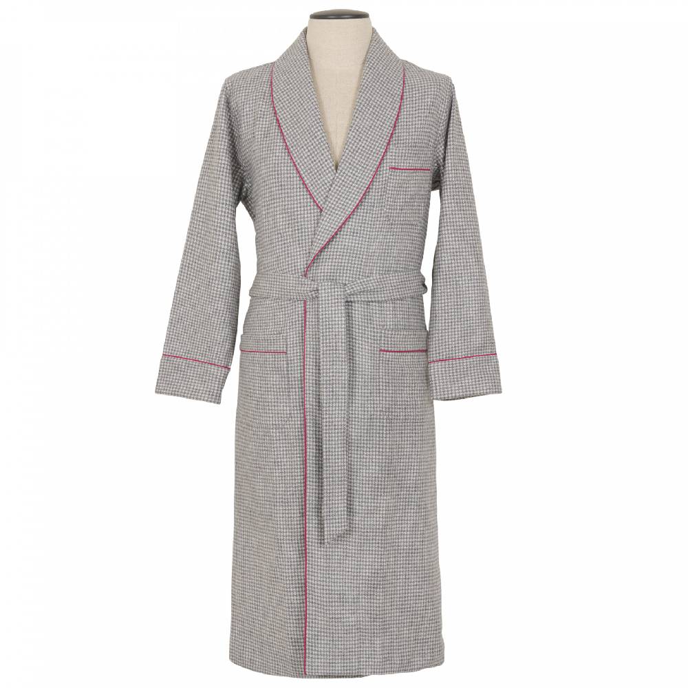 Roberto Ricetti VESTAGLIA UOMO LUNGA - CASHMERE GRIGIO PROFILO MAGENTA