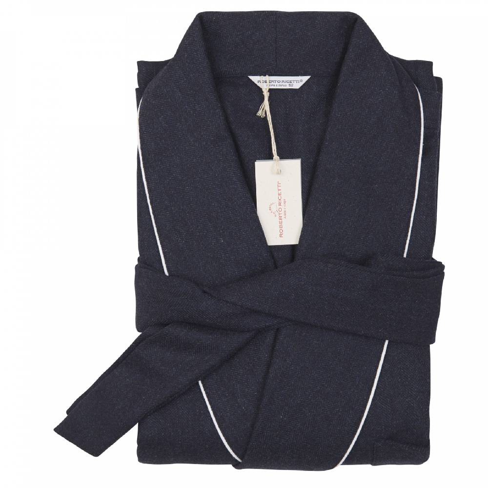 Roberto Ricetti VESTAGLIA UOMO LUNGA - LANA E CASHMERE BLU