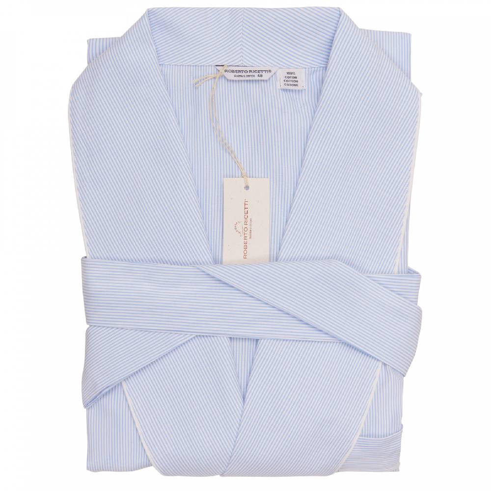 Roberto Ricetti VESTAGLIA UOMO LUNGA - SEERSUCKER AZZURRO