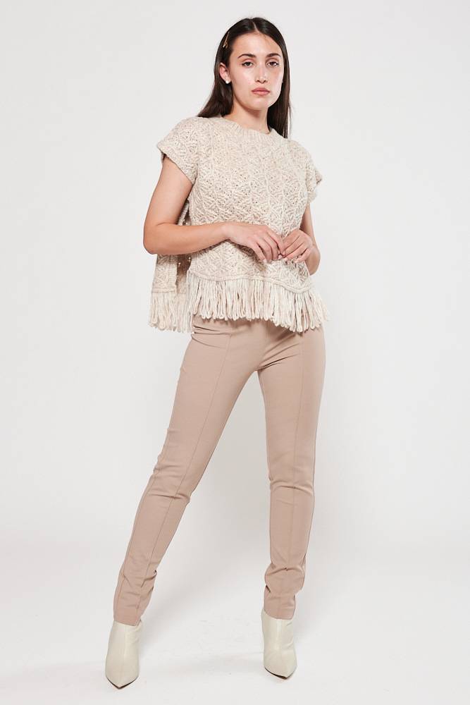 Rrocco Ragni Cappa A Girocollo Con Frange