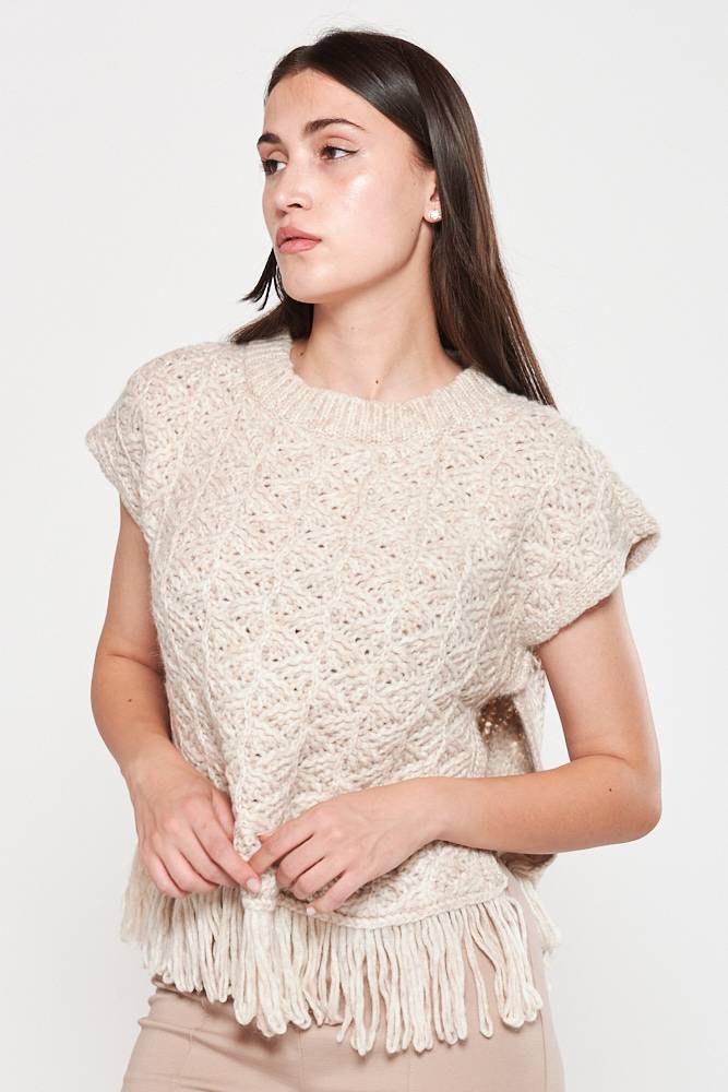 Rrocco Ragni Cappa a girocollo con frange