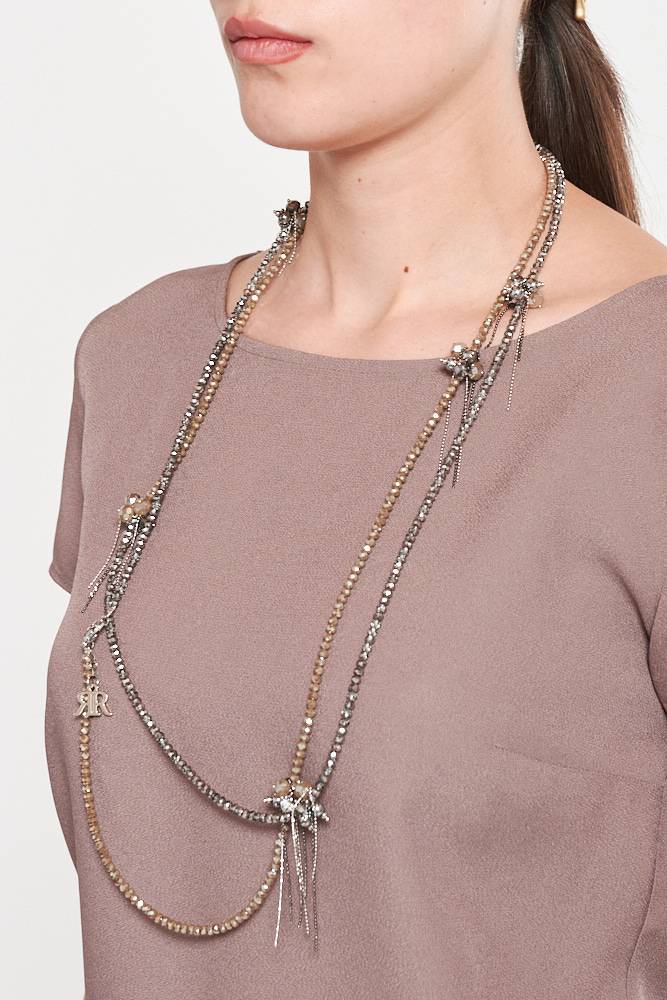 Rrocco Ragni Collana con cristalli e monile