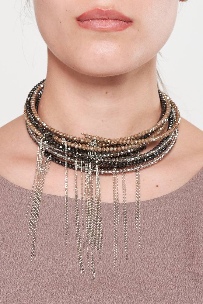 Rrocco Ragni Collana con cristalli e monile