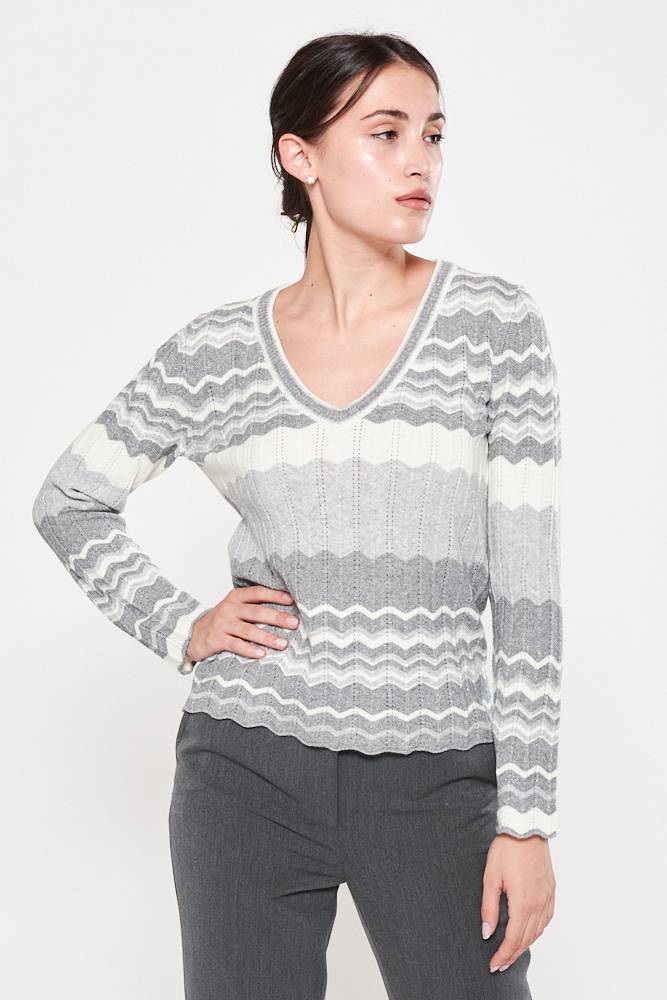 Rrocco Ragni Maglia a fantasia con scollo a V