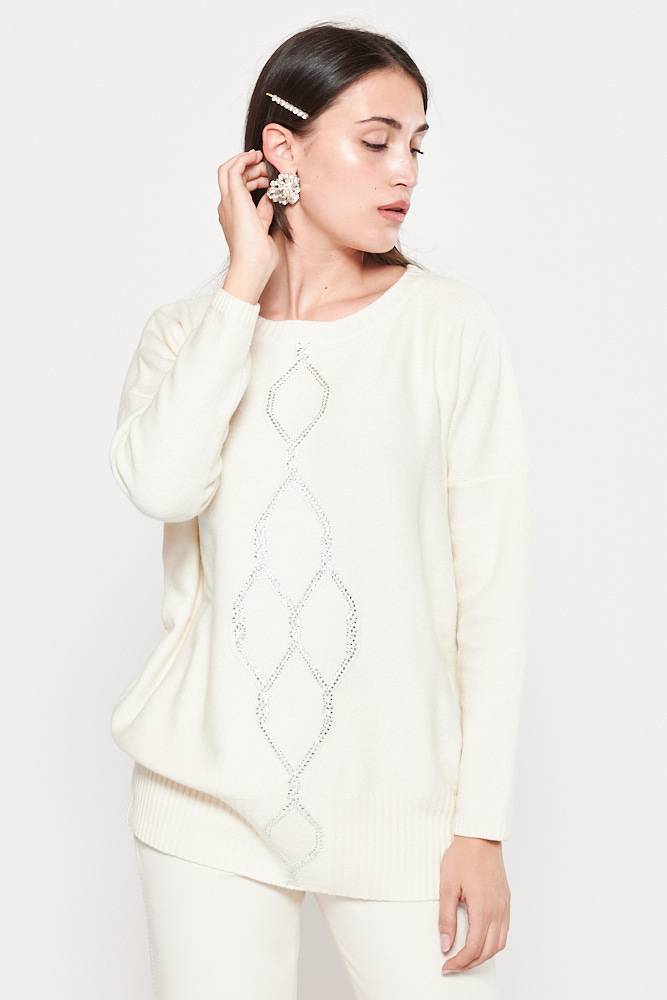 Rrocco Ragni Maglia a girocollo con cristalli