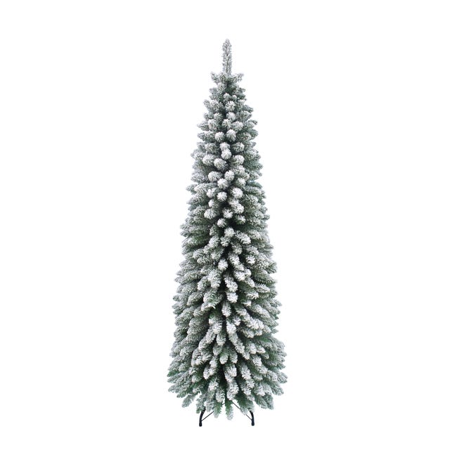Leroymerlin Albero di Natale artificiale innevato Toscana slim verde H 210 cm x Ø 75 cm