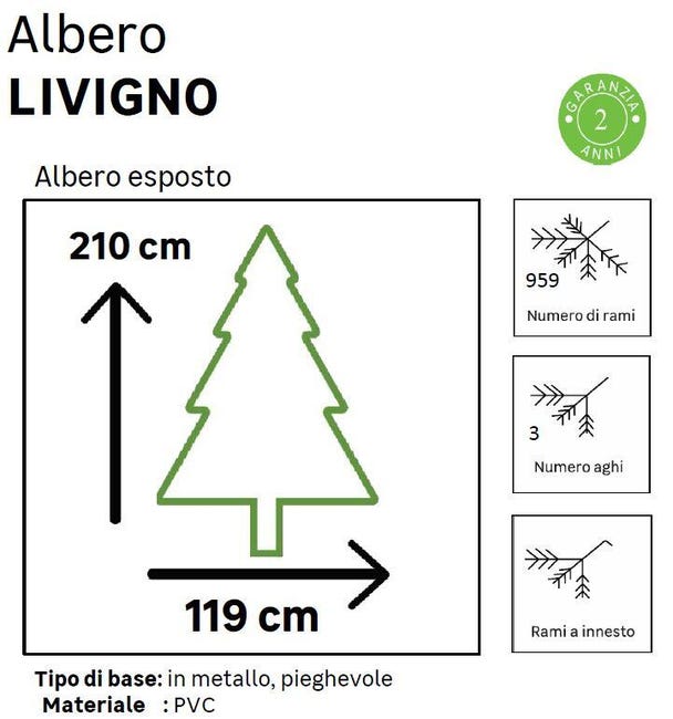 Leroymerlin Albero Di Natale Artificiale Livigno Verde H 210 Cm X Ø 119 Cm