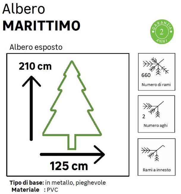 Leroymerlin Albero Di Natale Artificiale Marittimo Verde H 210 Cm X Ø 125 Cm