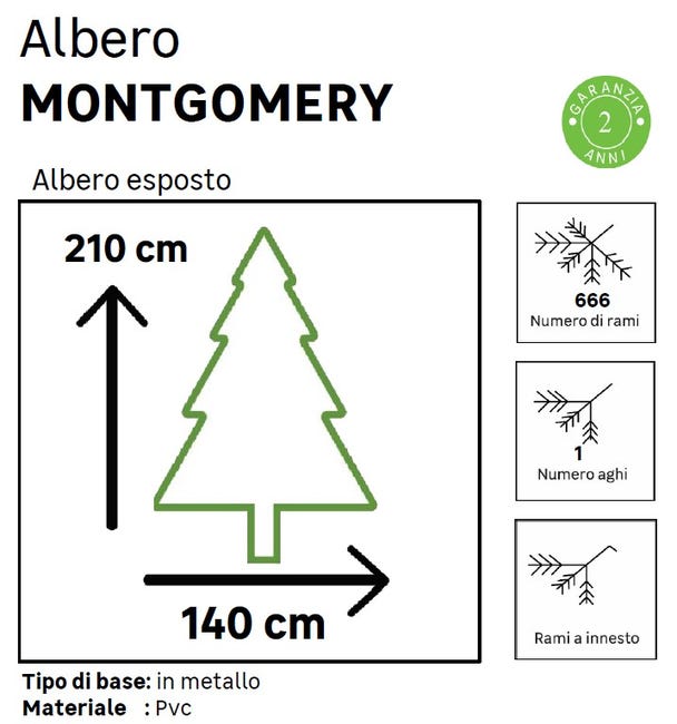Leroymerlin Albero Di Natale Artificiale Montgomery Verde H 210 Cm X Ø 140 Cm