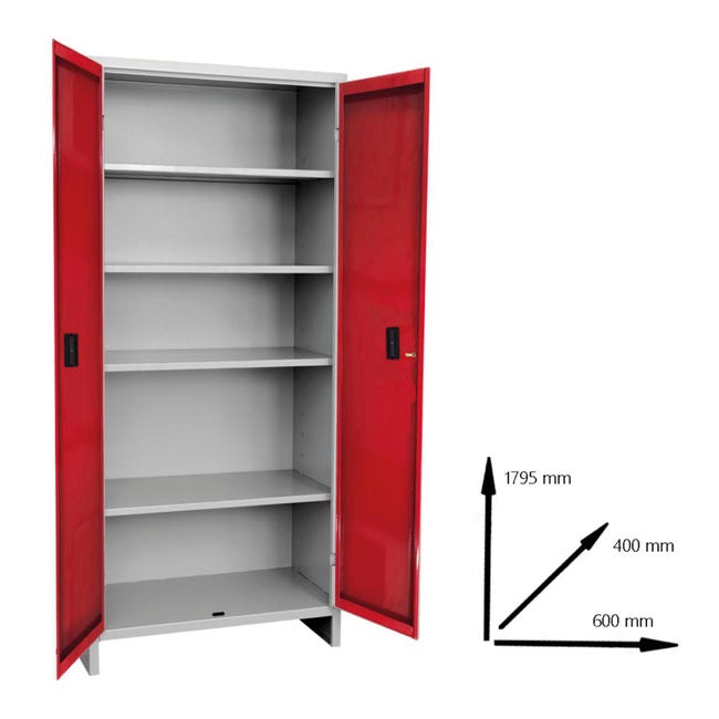 Leroymerlin Armadio Alto Pratiko U In Acciaio Rosso L 60 X H 179.5 X P 40 Cm 2 Ante Da Interno