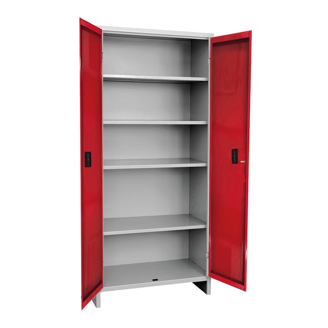 Leroymerlin Armadio alto Pratiko U in acciaio rosso L 60 x H 179.5 x P 40 cm 2 ante da interno