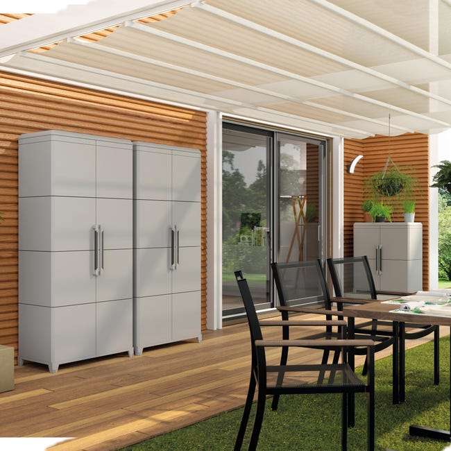 Leroymerlin Armadio Alto Trasforming Modular 4 In Resina Grigio L 78 X H 185 X P 44 Cm 2 Ante Adatto Per Interno/esterno