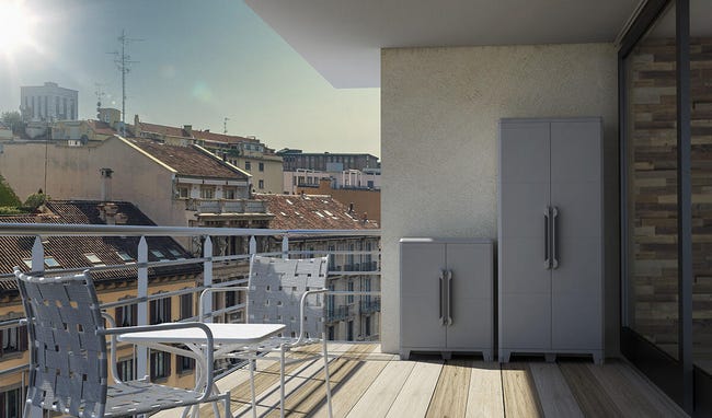 Leroymerlin Armadio Alto Trasforming Modular 4 In Resina Grigio L 78 X H 185 X P 44 Cm 2 Ante Adatto Per Interno/esterno