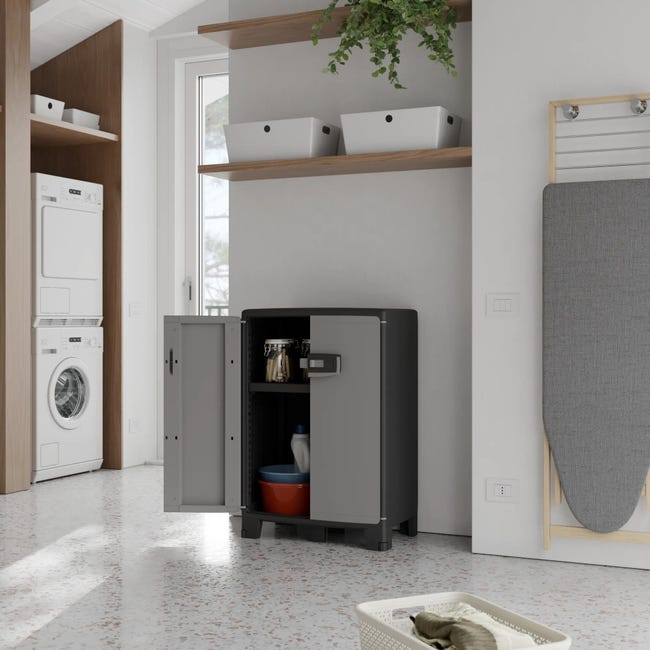 Leroymerlin Armadio Basso Excellence SPACEO In Polipropilene Nero L 65 X H 93 X P 39 Cm 2 Ante Adatto Per Interno/esterno