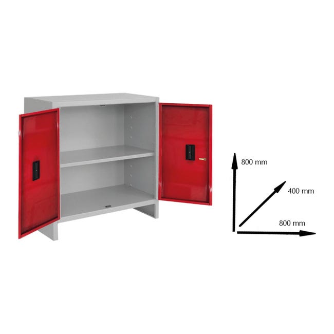 Leroymerlin Armadio Basso Pratiko M In Acciaio Rosso L 80 X H 80 X P 40 Cm 2 Ante Da Interno