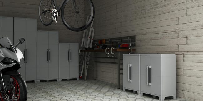 Leroymerlin Armadio Basso Trasforming Modular 2 In Resina Grigio L 78 X H 102 X P 44 Cm 2 Ante Adatto Per Interno/esterno