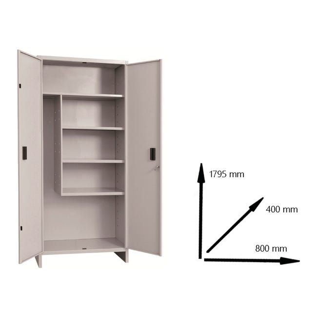 Leroymerlin Armadio Per Scope Pratiko Q In Acciaio Grigio L 80 X H 179.5 X P 40 Cm 2 Ante Da Interno