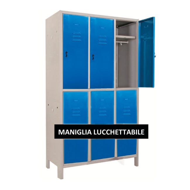 Leroymerlin Armadio Spogliatoio Monoblocco-Multi P35/E In Acciaio Grigio L 100 X H 179.5 X P 35 Cm 6 Ante Da Interno