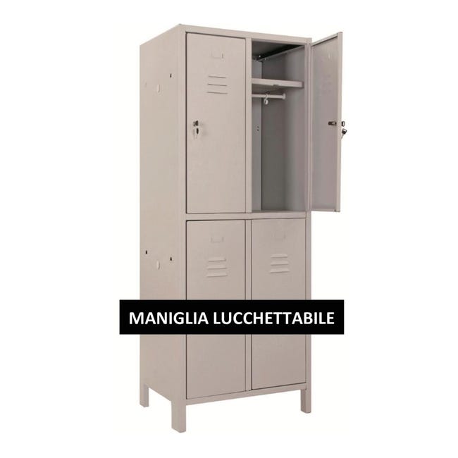 Leroymerlin Armadio Spogliatoio Monoblocco-Multi P35/H In Acciaio Grigio L 68 X H 179.5 X P 35 Cm 4 Ante Da Interno