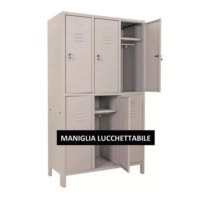 Leroymerlin Armadio Spogliatoio Monoblocco-Multi P35/I In Acciaio Grigio L 100 X H 179.5 X P 35 Cm 6 Ante Da Interno