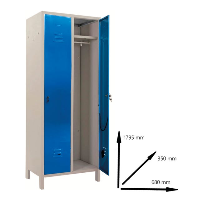 Leroymerlin Armadio Spogliatoio Pratiko Y In Acciaio Grigio L 68 X H 179.5 X P 35 Cm 2 Ante