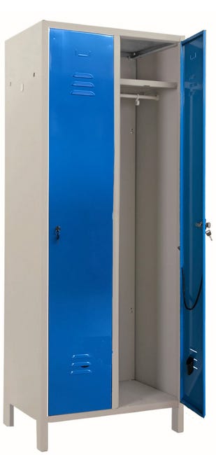 Leroymerlin Armadio spogliatoio Pratiko Y in acciaio grigio L 68 x H 179.5 x P 35 cm 2 ante