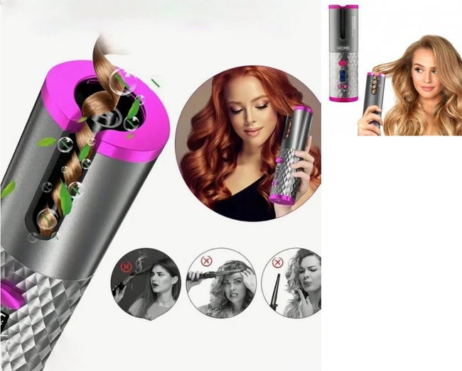 Leroymerlin ARRICCIACAPELLI AUTOMATICO CURLER RICARICABILE USB DISPLAY LCD SENZA FILI HM7890