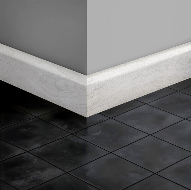 Leroymerlin Battiscopa Cervinia in pvc rovere sbiancato Sp 1 mm x H 7 x L 240 cm / 2.4 m