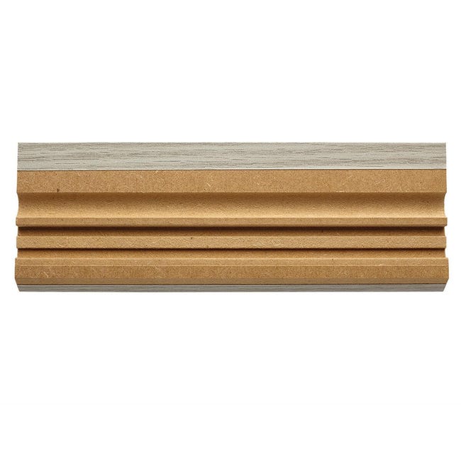 Leroymerlin Battiscopa Con Passacavo Classic In Mdf Rovere Grigio Sp 15 Mm X H 7 X L 240 Cm / 2.4 M