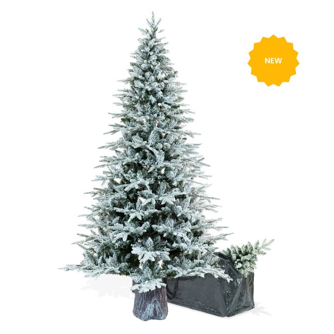 Leroymerlin BOP Albero di Natale Innevato NewArtemide 240 cm con Base Tronco Incorporata Fogliame in PE Real Touch e PVC Borsa Omaggio Apertura ad Ombrello