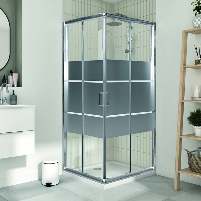 Leroymerlin Box Doccia Con Ingresso Angolare Scorrevole Holay Rettangolare L 90 X L 70 X H 190 Cm In Vetro Sp. 8 Mm Serigrafato Cromo