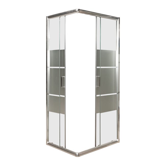 Leroymerlin Box doccia con ingresso angolare scorrevole Holay rettangolare L 90 x L 70 x H 190 cm in vetro sp. 8 mm serigrafato cromo