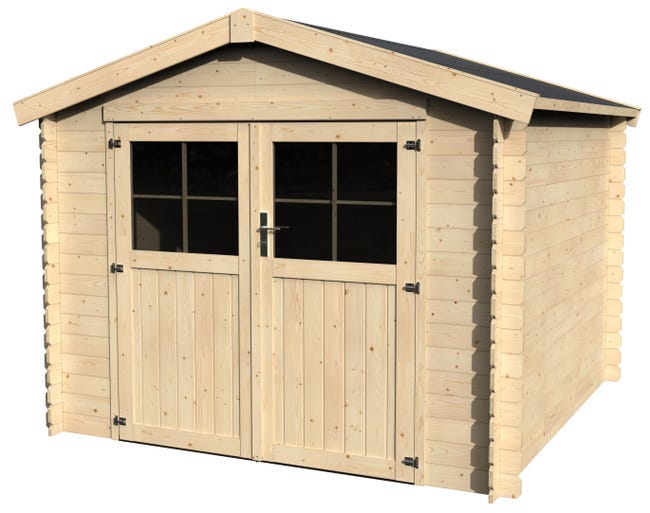Leroymerlin Casetta da giardino DECOR ET JARDIN in legno Kirama con porta doppio battente superficie totale 7.8 m² e spessore parete 19 mm