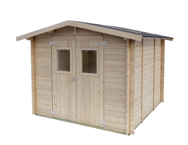 Leroymerlin Casetta Da Giardino In Legno Silvy Bh25 249x249 Cm Pefc Legno Grezzo Con Porta Doppio Battente Superficie Totale 6.2 M² E Spessore Parete 25 Mm