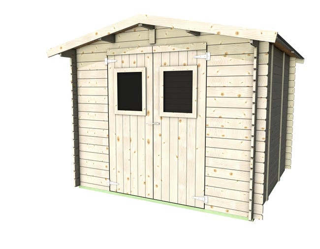 Leroymerlin Casetta Da Giardino In Legno Silvy Bh25 249x249 Cm Pefc Legno Grezzo Con Porta Doppio Battente Superficie Totale 6.2 M² E Spessore Parete 25 Mm