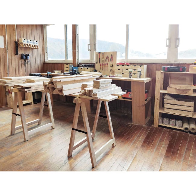 Leroymerlin Cavalletto Pino Professionale L 73.5 X P 73.5 X H 75.5 Cm Legno Naturale