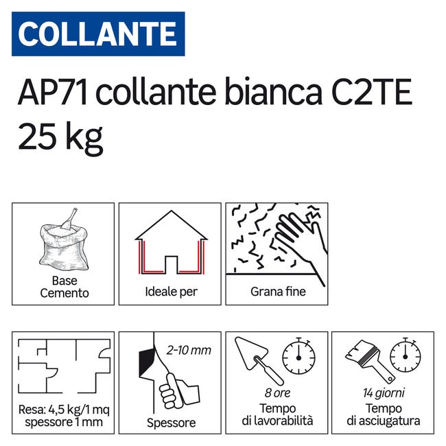 Leroymerlin Colla In Polvere AP71 FASSA BORTOLO 25 Kg Bianco C2TE