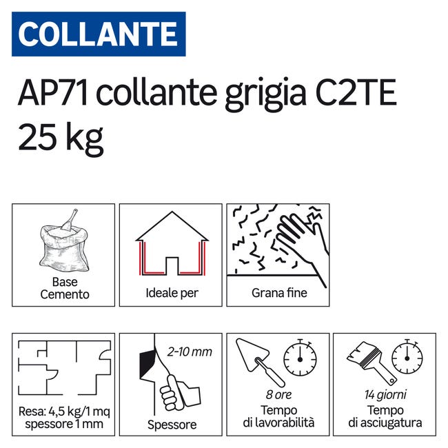 Leroymerlin Colla In Polvere AP71 FASSA BORTOLO 25 Kg Grigio C2TE