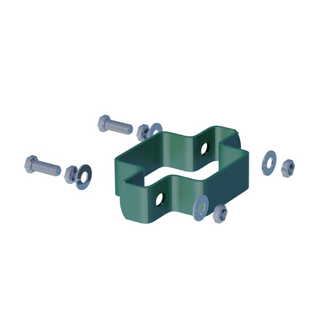 Leroymerlin Collare di fissaggio in ACCIAIO FERRO BULLONI Collare doppio per palo Quadro Verde verde