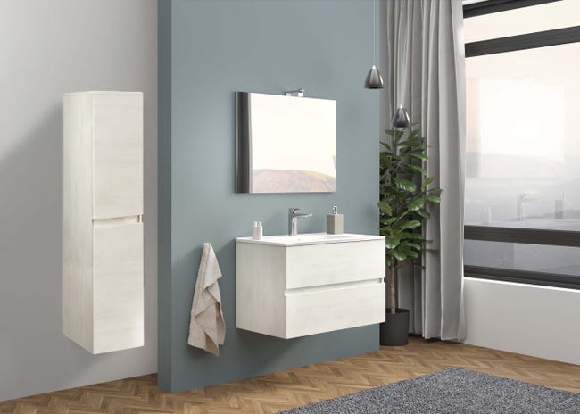 Leroymerlin Colonna per mobile bagno Simple 2 ante P 33.5 x L 31.5 x H 138 cm rovere bianco