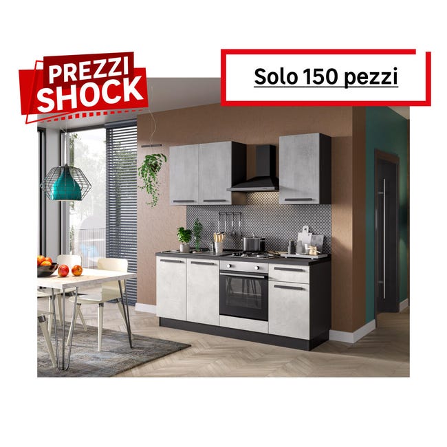 Leroymerlin Cucina montata Dora con elettrodomestici e cappa Camino L 195 cm